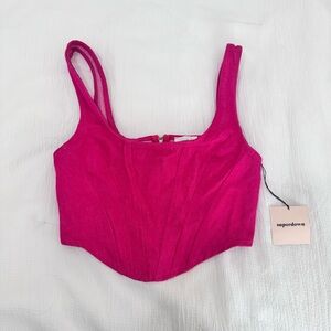 Revolve Superdown Hot Pink Corset Crop Top in Size XS